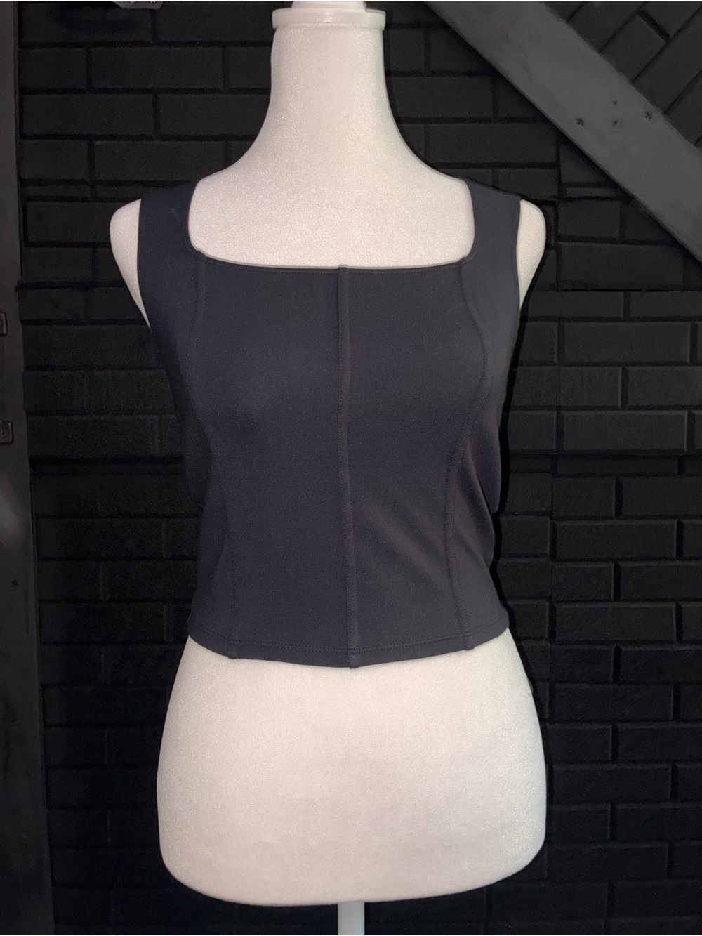 Abercrombie & Fitch Black Square-Neck Cropped Tank